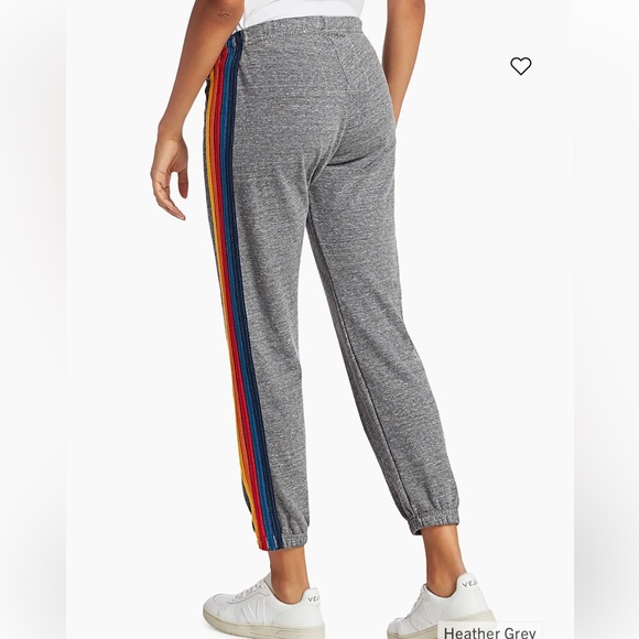 Aviator Nation 5 Stripe Sweatpants Heather Gray Large *Flawed - Picture 2 of 9
